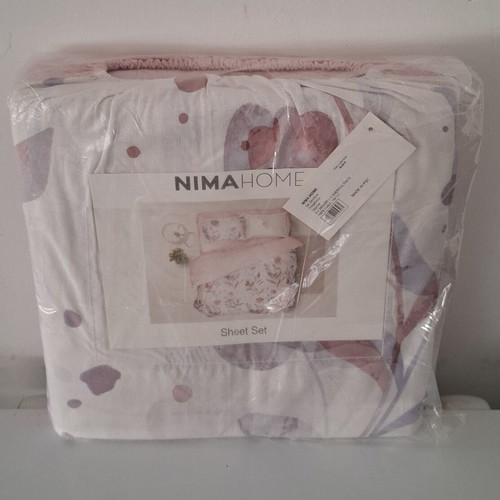 NIMA HOME Caprice Double Bed Sheet Set 100% Cotton new, 4 pieces