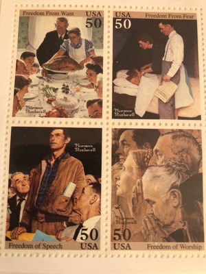 Γραμματόσημα USA Οι Τέσσερις Ελευθερίες του Norman Rockwell νέα