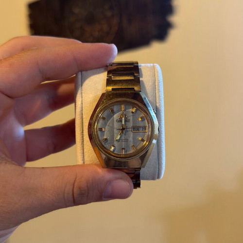 Orient Automatic 21 jewels used watch with grey dial and gold case