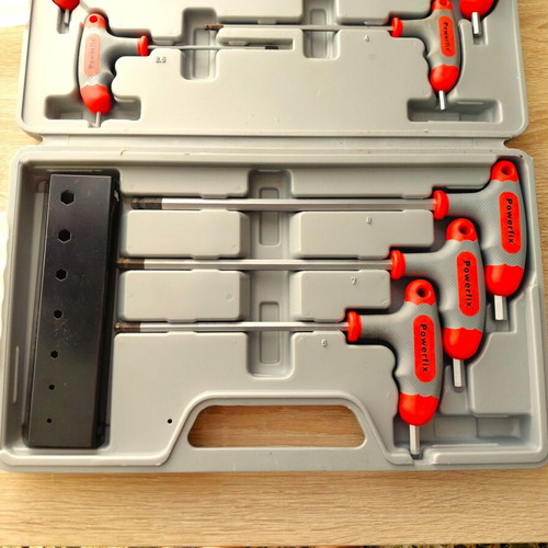 Allen hand tool set with handle, like new, with case and wall mount