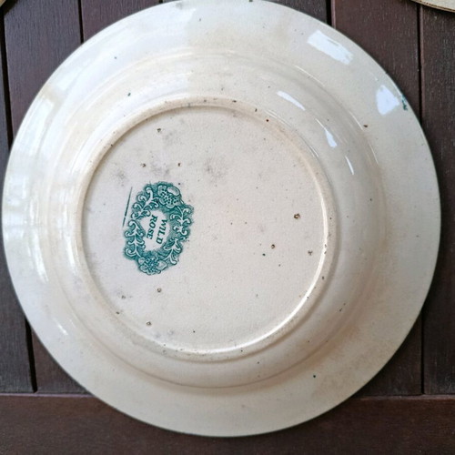 English deep plates Wild Rose Nuneham Courtenay set of 3 like new, green