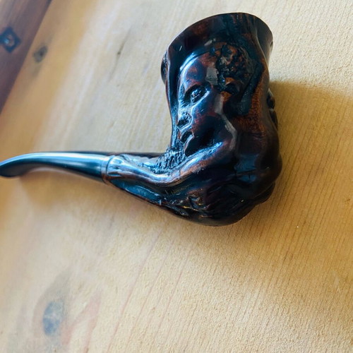 KIKO carved pipe new from Tanzania with white elephant detail