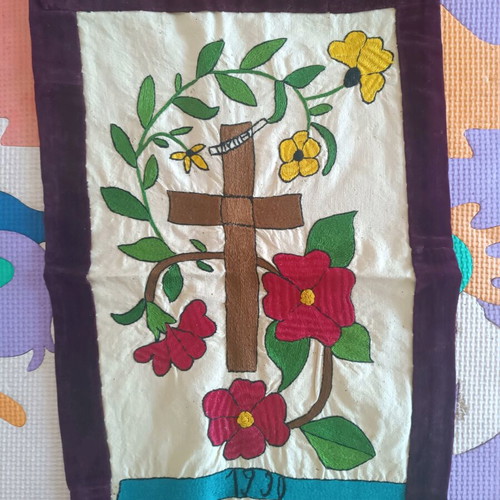 Embroidered handmade cross from 1930 new