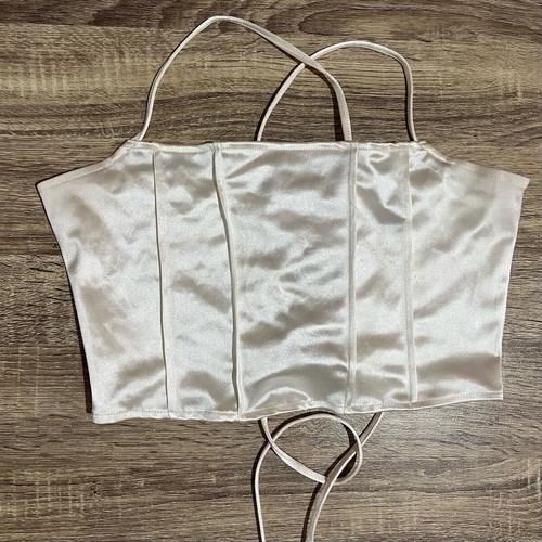 H&M women's top like new, satin cream with straps