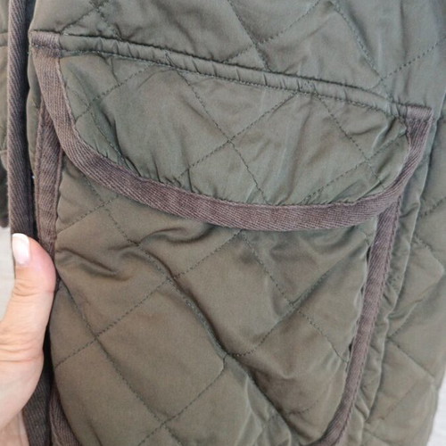 Zara quilted outerwear used, khaki mid-length coat with detachable hood