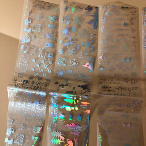 Ολογραφικά αυτοκόλλητα νυχιών Aurora Glass καινούργιο, πακέτο 5 τεμ.