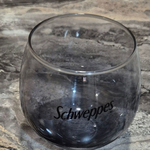 Schweppes collectible glass like new, low ombre black transparent
