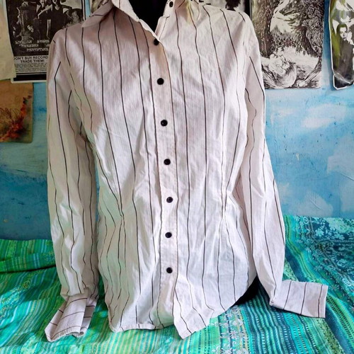 Azzaro luxury fitted striped shirt size 44 like new