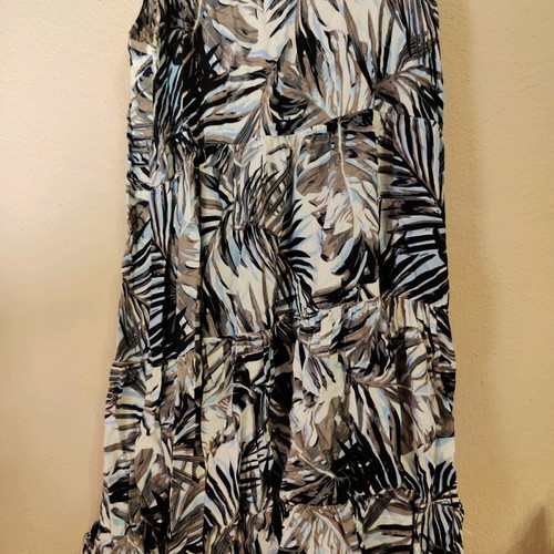 Dress with palm/leaf print straps new, airy, cotton