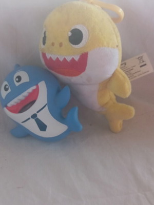 Baby Shark plush and plastic shark set used