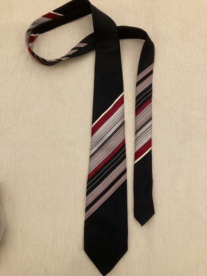 Tie used, black and red striped