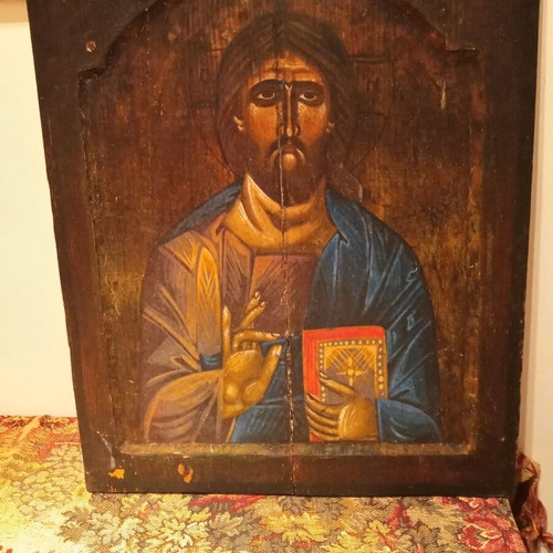 Εικόνα παλιά μεγάλη ζωγραφικής στο ξύλο μεταχειρισμένη