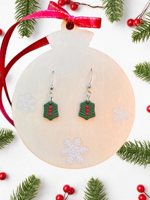 Winter earrings new, handmade from steel and polymer clay