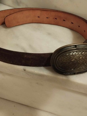 Leather belt used size 105 with bronze buckle made in Italy