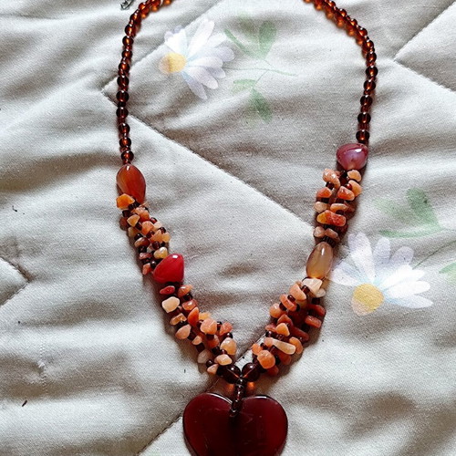 Carnelian Necklace like new, natural stone, vintage handmade
