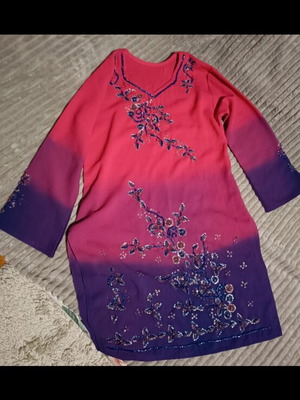 Kaftan pink purple with embroidered beads like new