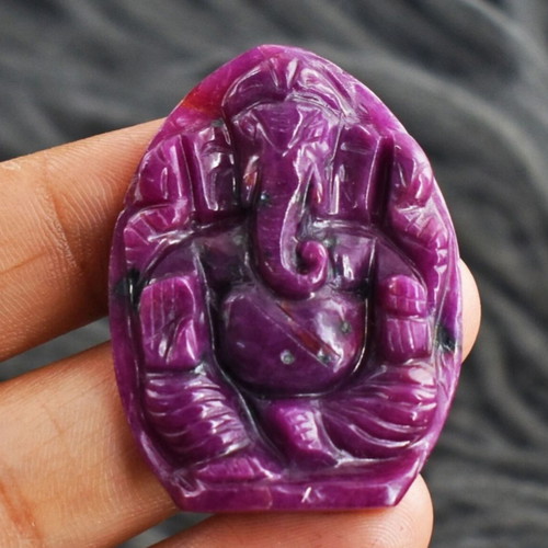 Ruby carved statue of god Ganesha 64 ct natural