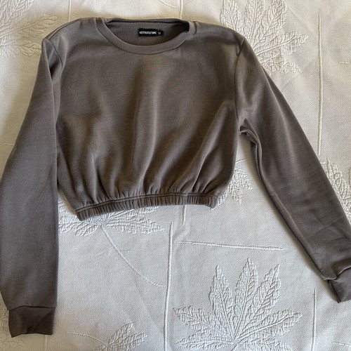 Women's cropped sweatshirt like new, gray, size S