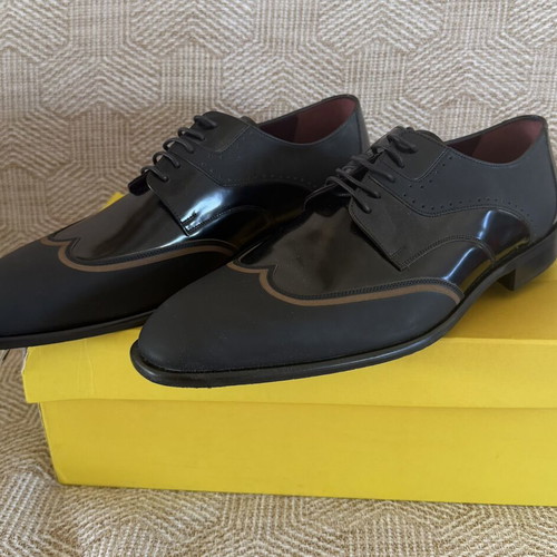 GK Uomo leather men's dress shoes size 45, black and brown