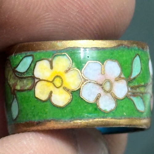 Vintage cloisonné ring used, weight 5.5 grams