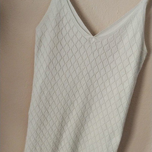 Stradivarius white knitted maxi dress with side slit, like new