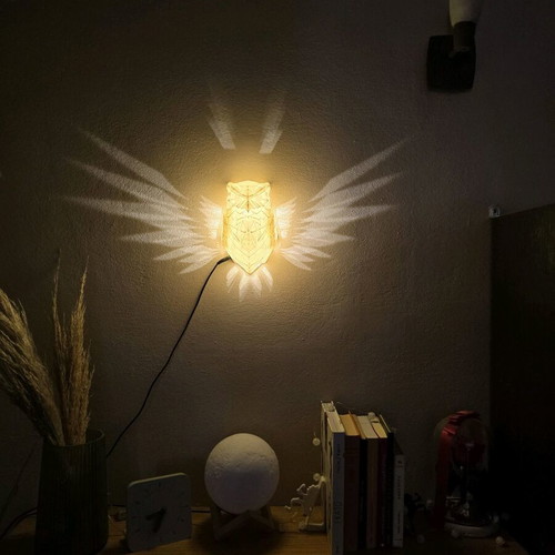 Wall light owl 3d printed new, white