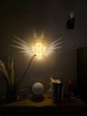 Wall light owl 3d printed new, white