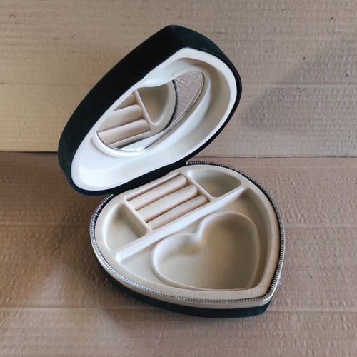 Velvet Jewelry Box Heart-Shaped like new, black