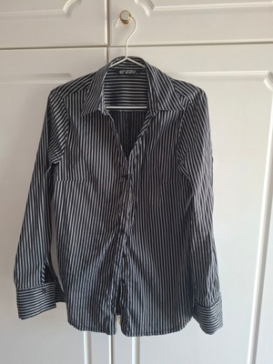 Enzzo black shirt with silver stripes new L/XL