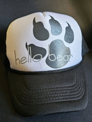Hello Bear hat new, black and white
