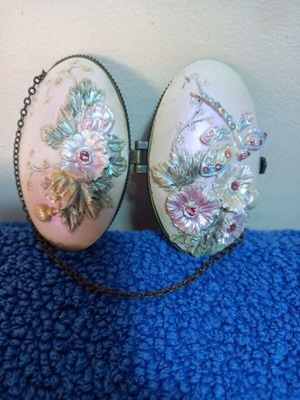 French porcelain mirror used, made in 1940, 8.5x6 cm