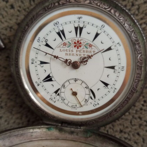 Louis Perret Les Brenets pocket watch used, silver, Ottoman era