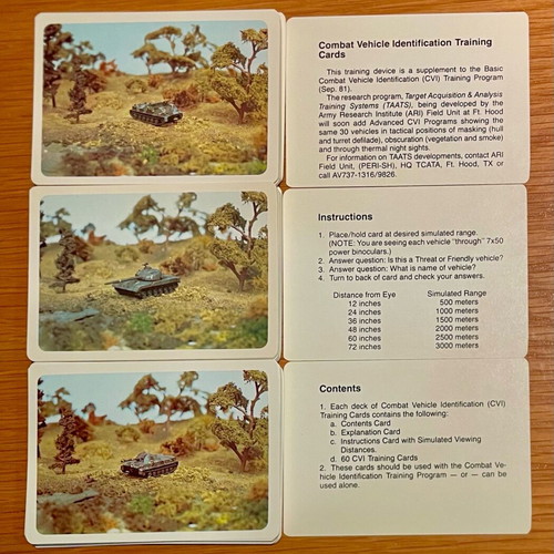 US Army Flash Cards Set 1985 Combat Vehicle Identification like new