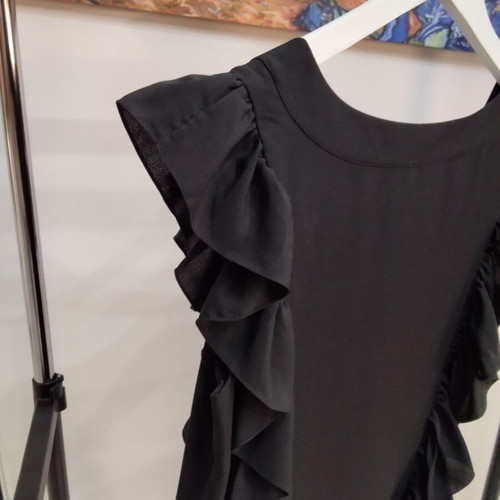 Ted Baker black dress size L like new with ruffles and bow