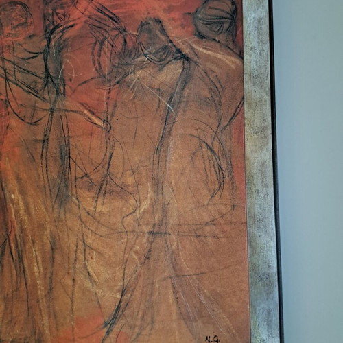 Bizart Dance of the Muses Oil Print on Canvas like new, framed 120×70 cm