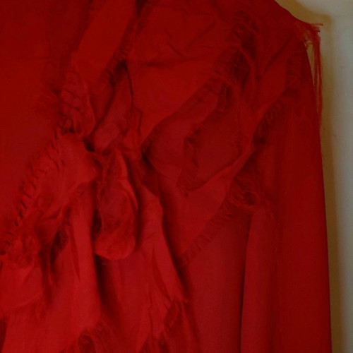 Propaganda blouse red new with ruffles on collar and sleeves