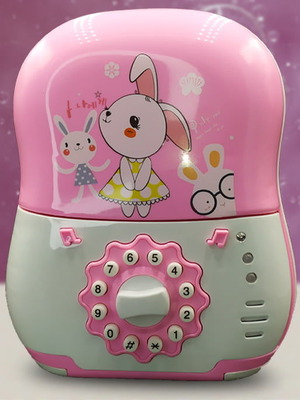 Electronic children's piggy bank with code pink suitcase new