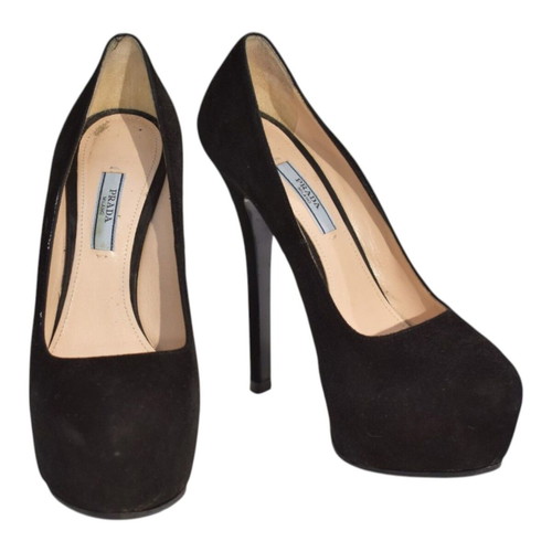 Prada black suede platform pumps EU 37.5