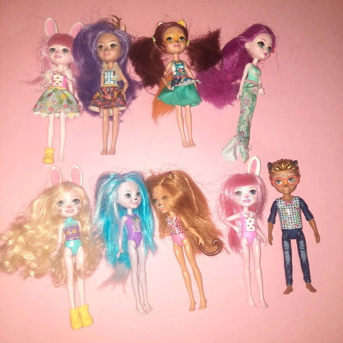 Enchantimals dolls Mattel used, pack of 9