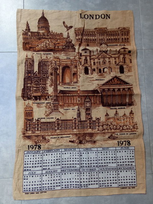 Vintage ημερολόγιο London πανίνο ύφασμα κρεμαστό 1978 μεταχειρισμένο συλλεκτικό