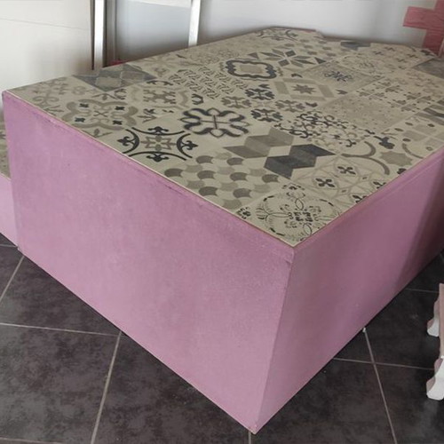 Wooden pedestal used for stage or professional spa pedicure lilac