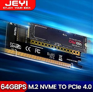 Προσαρμογέας JEYI M.2 NVME σε PCIE X16, 2280/60/42/30 NVMe SSD σε PCIe 4.0 3.0 GEN4 64 Gbps