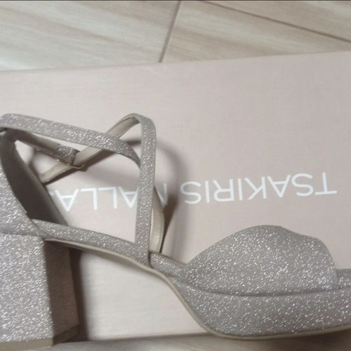 Tsakiris Mallas glitter sandals, beige, size 37