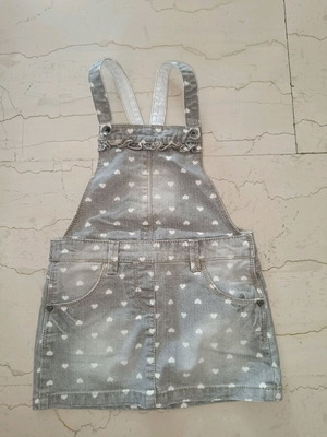 Benetton denim salopette with hearts like new, 2 years, 90 cm