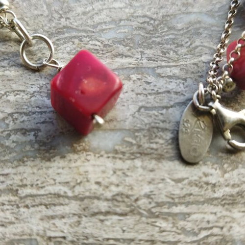 Silver bracelet chain Gregio new with red stones
