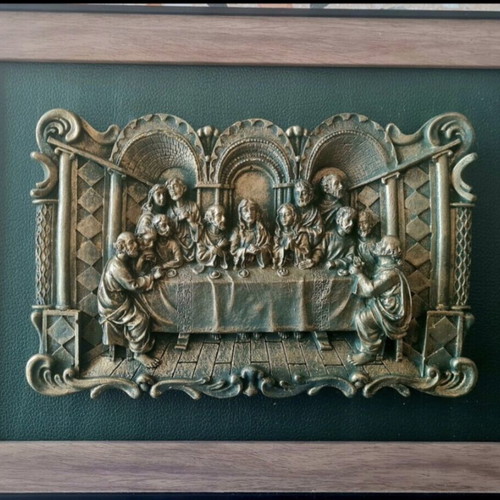 Last Supper relief made of moldano with Patina Anticante finish, new
