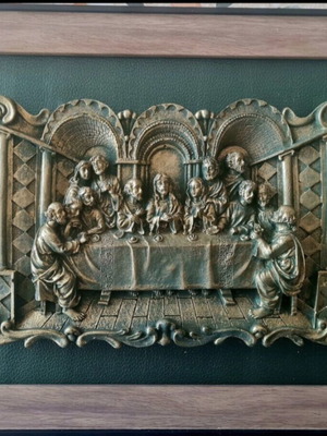 Last Supper relief made of moldano with Patina Anticante finish, new