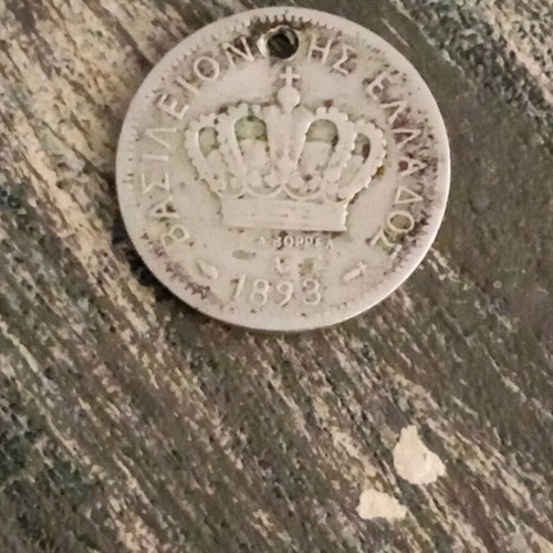 20 Lepta Coin of Kingdom of Greece 1893 used, rare