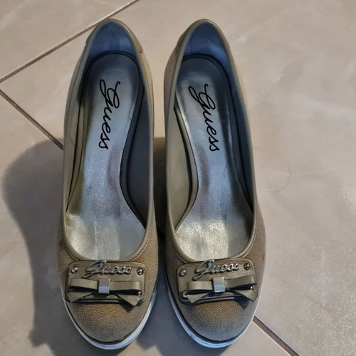Guess fabric platform shoes beige-gray size 38 used