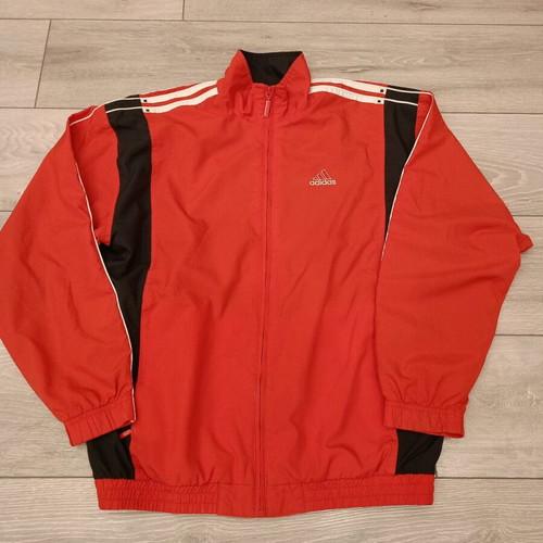 Adidas vintage jacket used, red with black panels